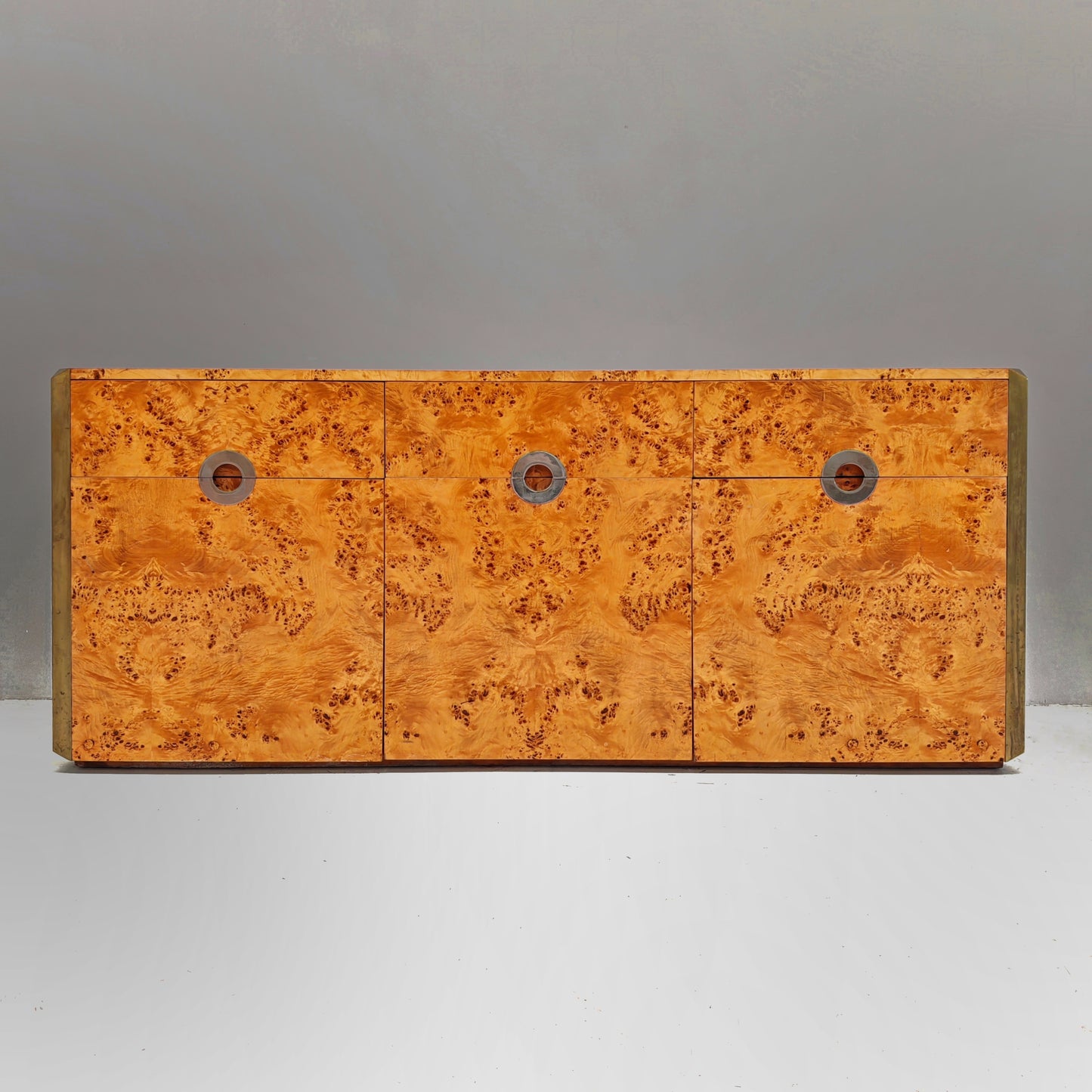 Sideboard Credenza Bar in radica Willy Rizzo per Mario Sabot anni 70