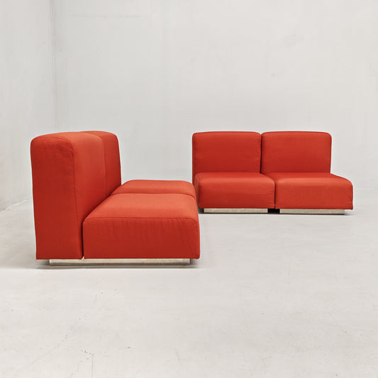 Divano componibile modulare vintage space age rosso anni 70