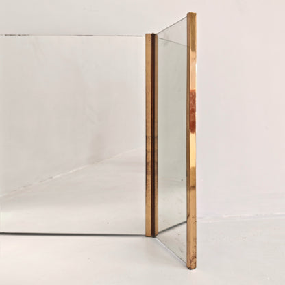 Specchio pieghevole in ottone vintage anni 70