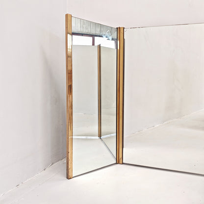 Specchio pieghevole in ottone vintage anni 70