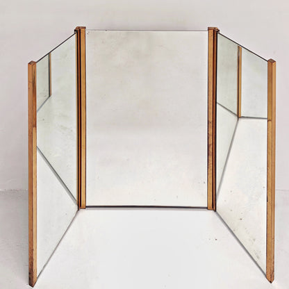 Specchio pieghevole in ottone vintage anni 70