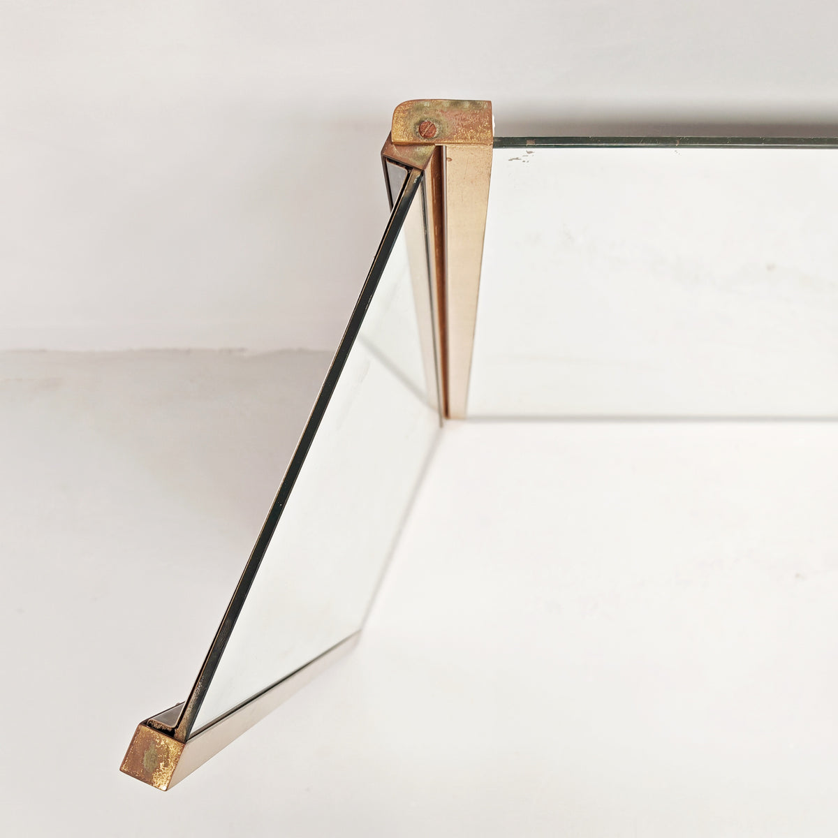 Specchio pieghevole in ottone vintage anni 70