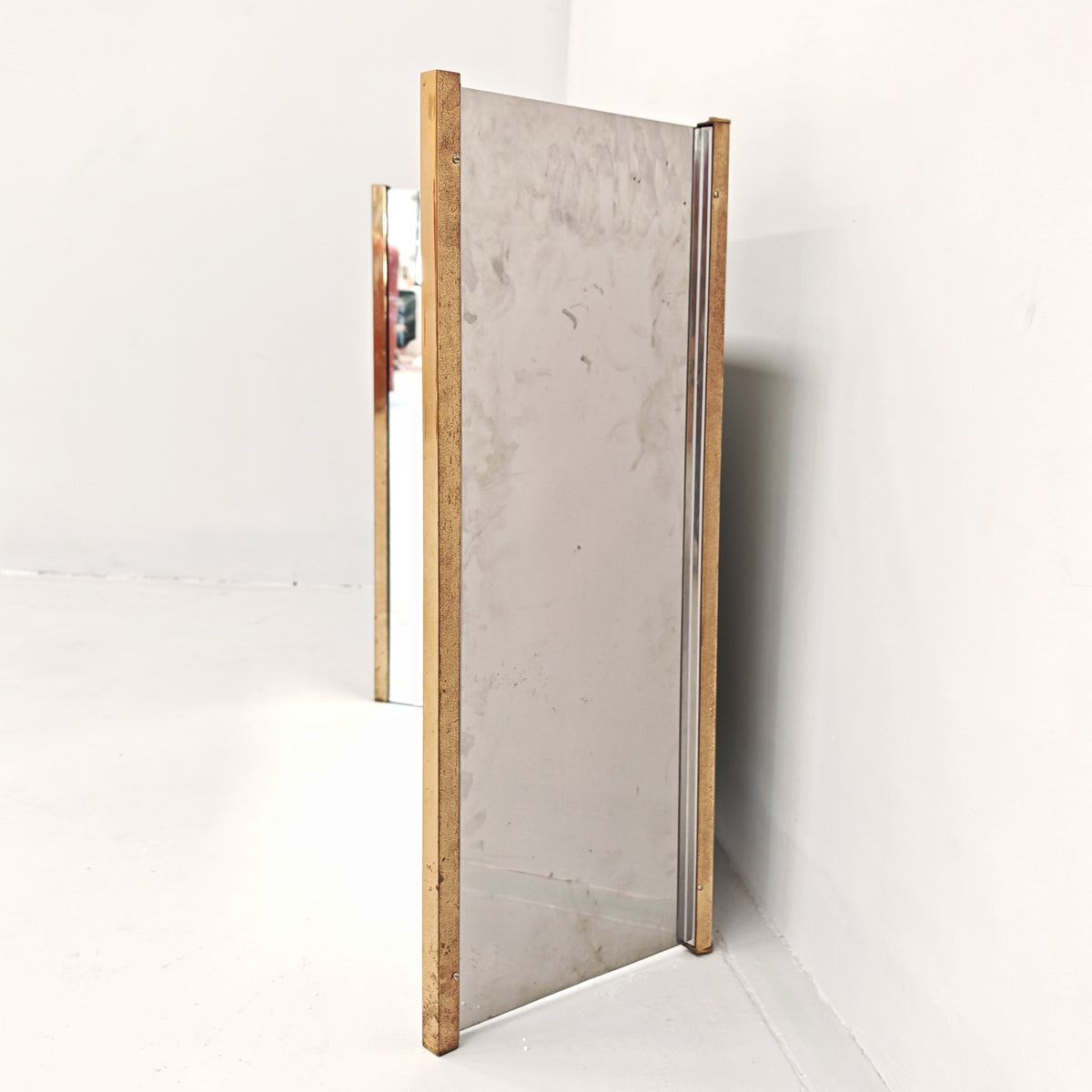 Specchio pieghevole in ottone vintage anni 70