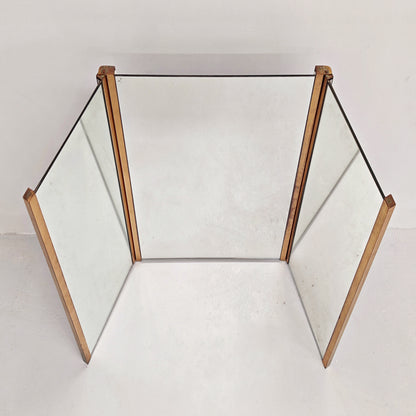 Specchio pieghevole in ottone vintage anni 70