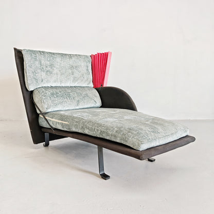 Chaise longue dormeuse verde e fucsia  "Miranda" Paolo Nava per Flexform anni 80