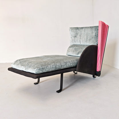 Chaise longue dormeuse verde e fucsia  "Miranda" Paolo Nava per Flexform anni 80