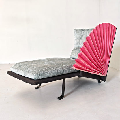 Chaise longue dormeuse verde e fucsia  "Miranda" Paolo Nava per Flexform anni 80