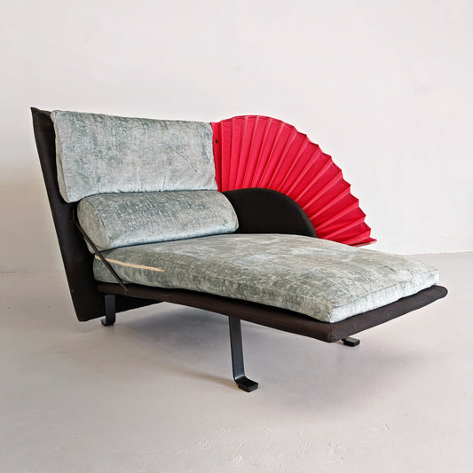 Chaise longue dormeuse verde e fucsia  "Miranda" Paolo Nava per Flexform anni 80