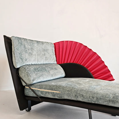 Chaise longue dormeuse verde e fucsia  "Miranda" Paolo Nava per Flexform anni 80