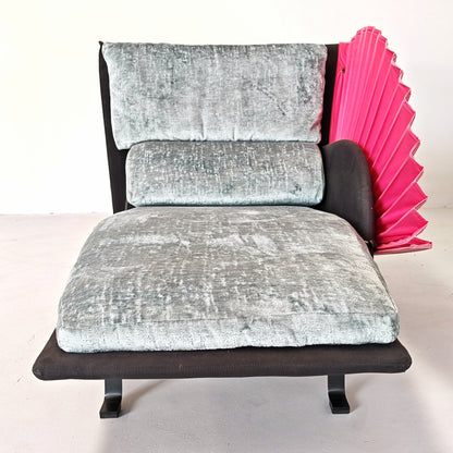 Chaise longue dormeuse verde e fucsia  "Miranda" Paolo Nava per Flexform anni 80