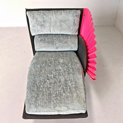 Chaise longue dormeuse verde e fucsia  "Miranda" Paolo Nava per Flexform anni 80