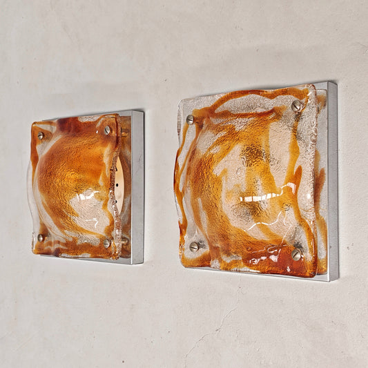 Lampade da muro Applique vetro arancio Toni Zuccheri anni 70