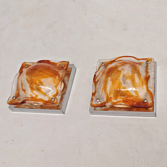 Lampade da muro Applique vetro arancio Toni Zuccheri anni 70