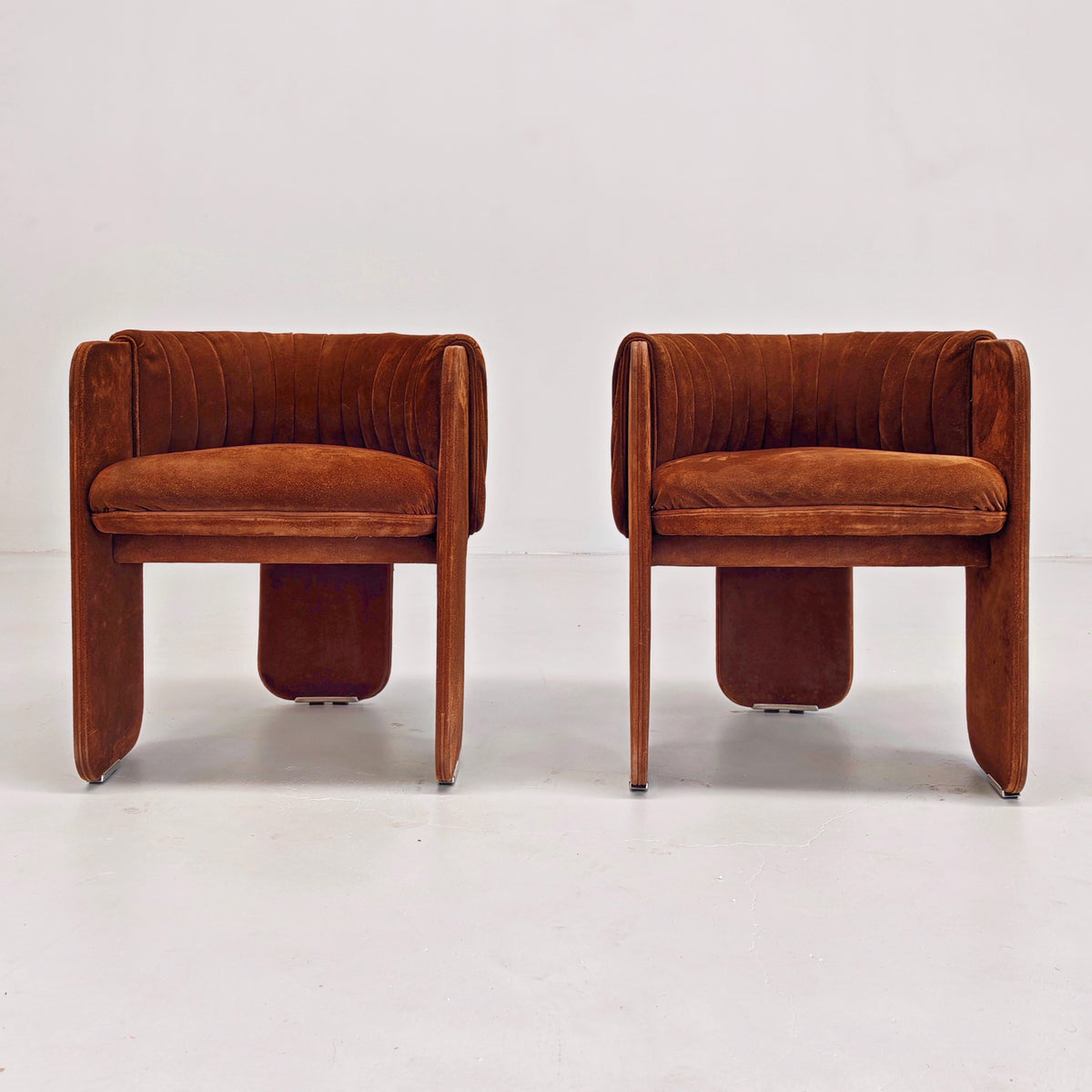Fauteuils Dinette en daim de Luigi Massoni pour Poltrona Frau, années 70