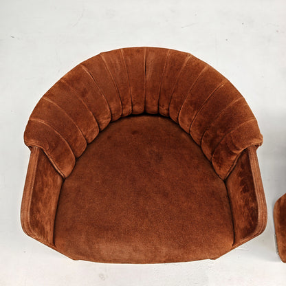 Fauteuils Dinette en daim de Luigi Massoni pour Poltrona Frau, années 70