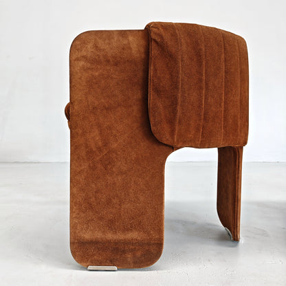 Fauteuils Dinette en daim de Luigi Massoni pour Poltrona Frau, années 70