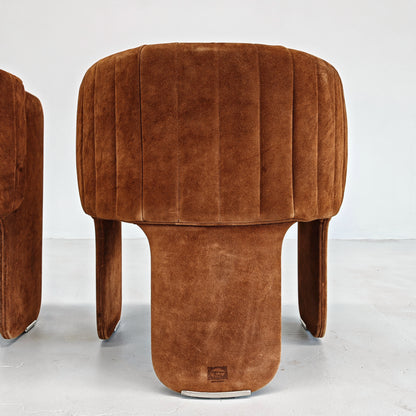 Fauteuils Dinette en daim de Luigi Massoni pour Poltrona Frau, années 70