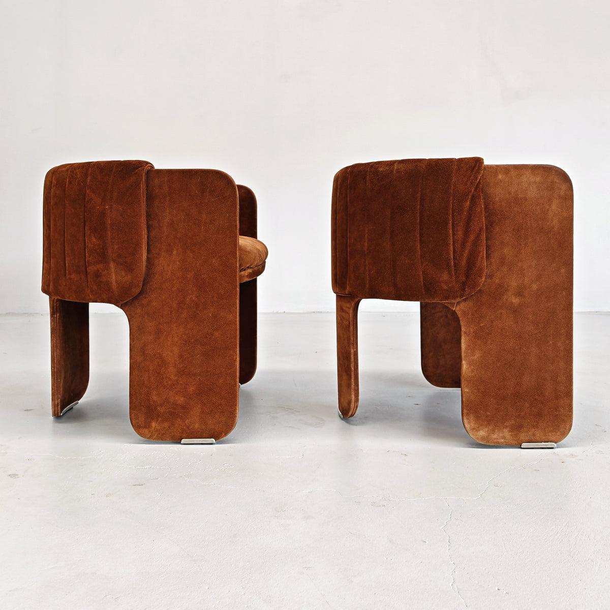 Fauteuils Dinette en daim de Luigi Massoni pour Poltrona Frau, années 70