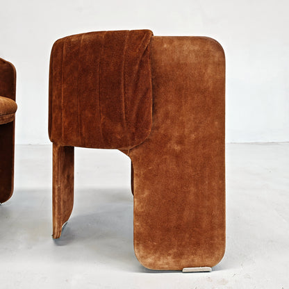 Fauteuils Dinette en daim de Luigi Massoni pour Poltrona Frau, années 70