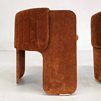 Fauteuils Dinette en daim de Luigi Massoni pour Poltrona Frau, années 70