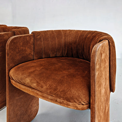 Fauteuils Dinette en daim de Luigi Massoni pour Poltrona Frau, années 70