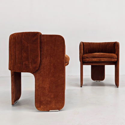 Fauteuils Dinette en daim de Luigi Massoni pour Poltrona Frau, années 70
