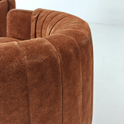 Fauteuils Dinette en daim de Luigi Massoni pour Poltrona Frau, années 70
