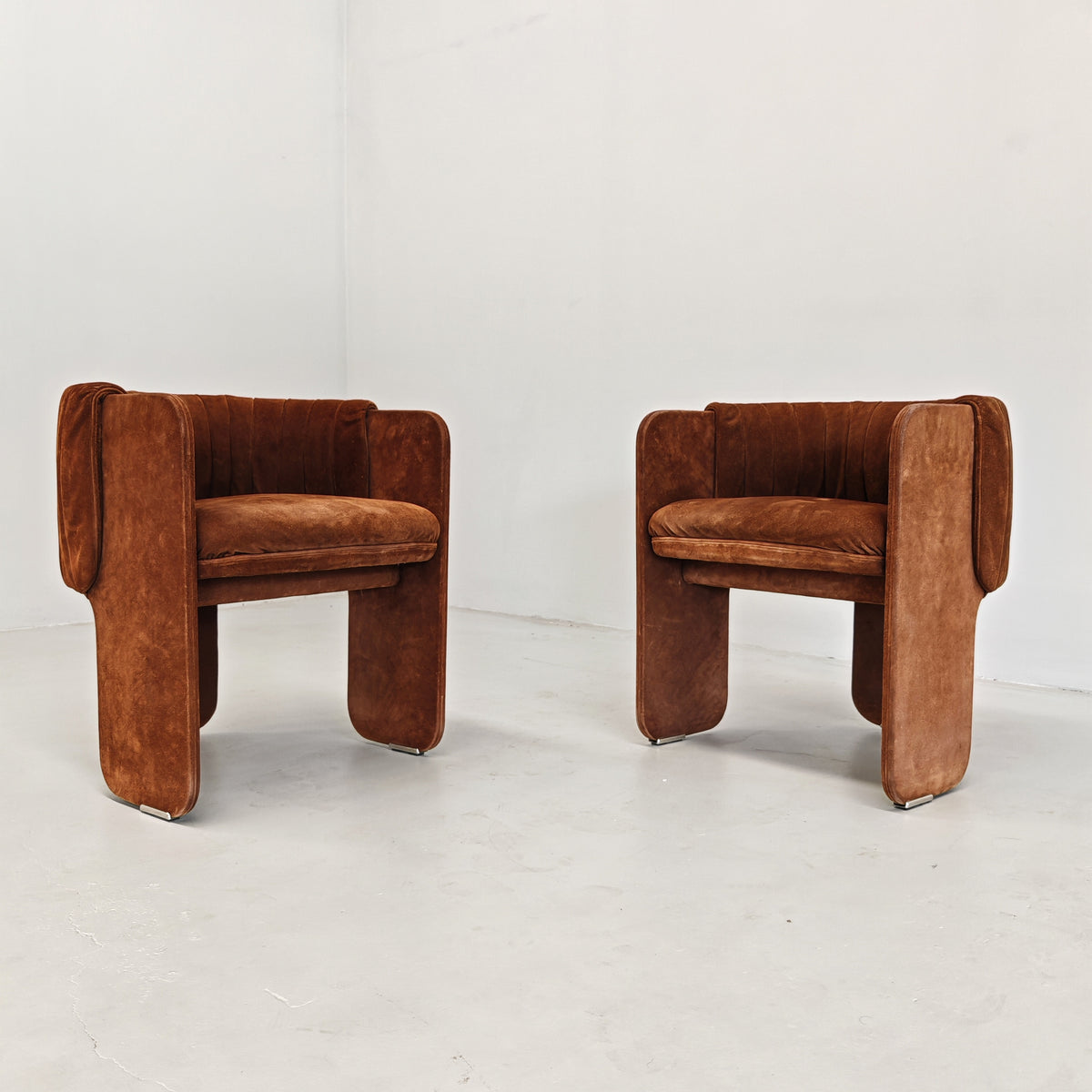 Fauteuils Dinette en daim de Luigi Massoni pour Poltrona Frau, années 70