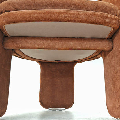 Fauteuils Dinette en daim de Luigi Massoni pour Poltrona Frau, années 70