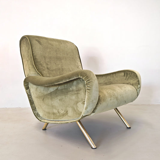 Poltrona in velluto verde mod. Lady, Marco Zanuso per Arflex 1950's