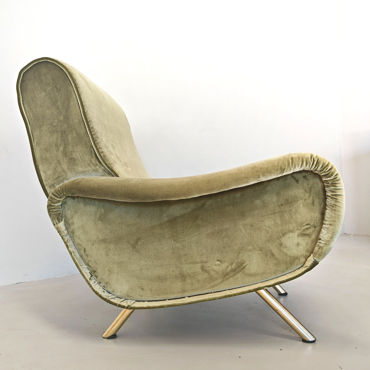 Poltrona in velluto verde mod. Lady, Marco Zanuso per Arflex 1950's