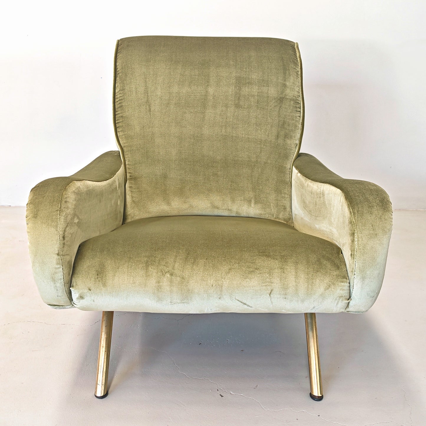 Poltrona in velluto verde mod. Lady, Marco Zanuso per Arflex 1950's