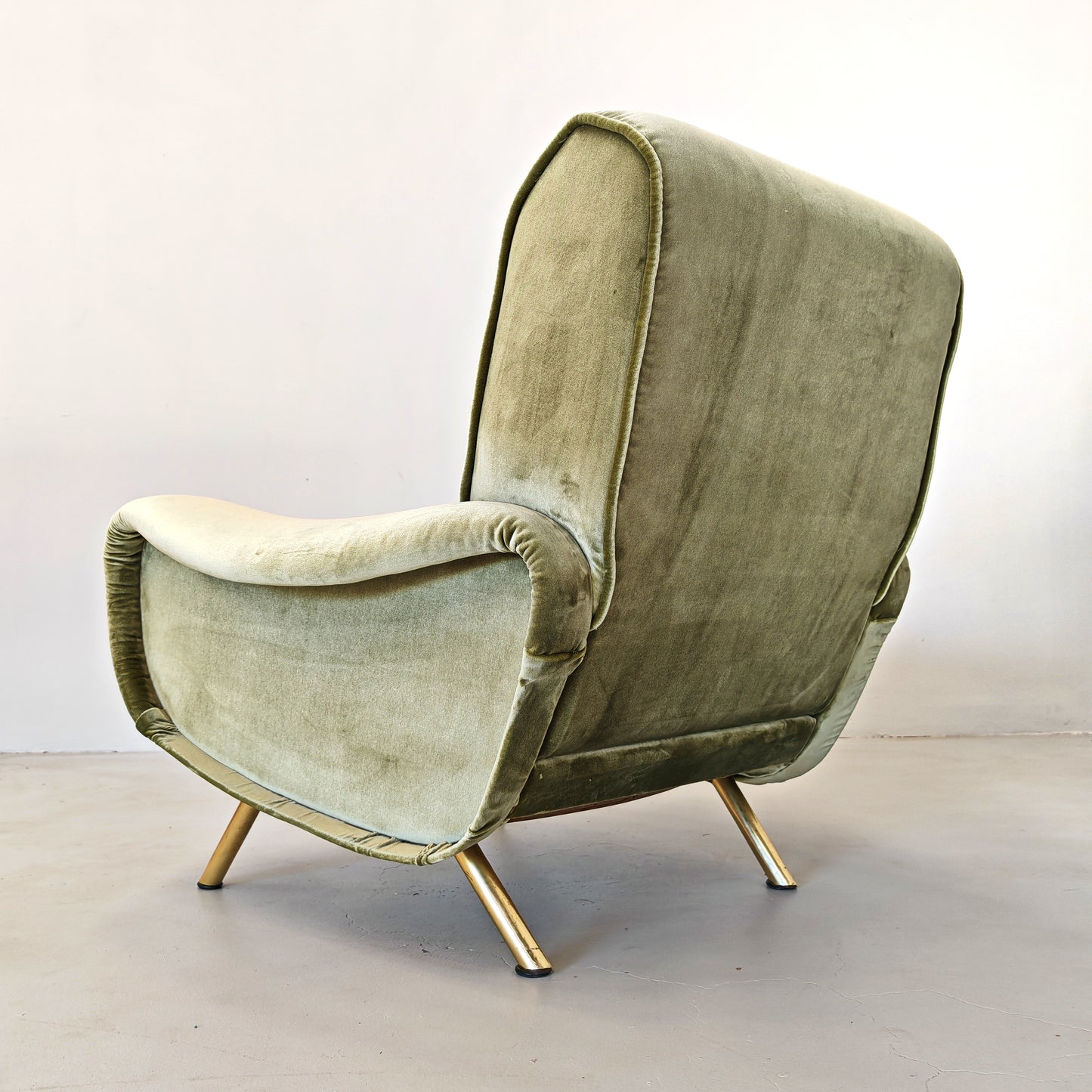 Poltrona in velluto verde mod. Lady, Marco Zanuso per Arflex 1950's