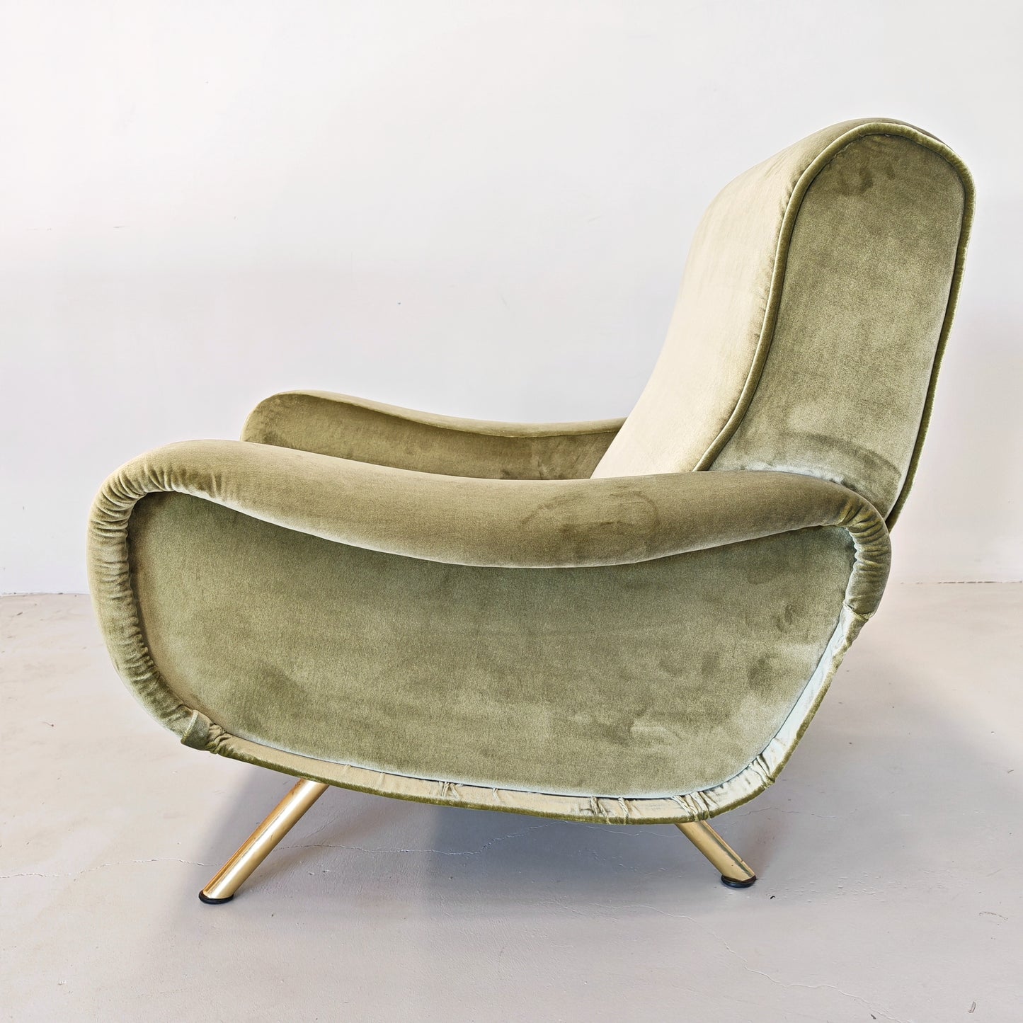 Poltrona in velluto verde mod. Lady, Marco Zanuso per Arflex 1950's