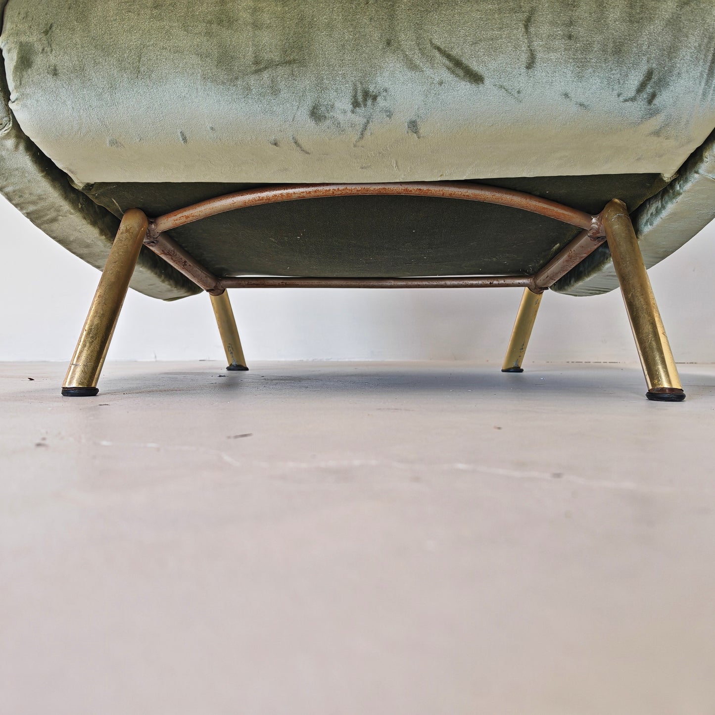 Poltrona in velluto verde mod. Lady, Marco Zanuso per Arflex 1950's