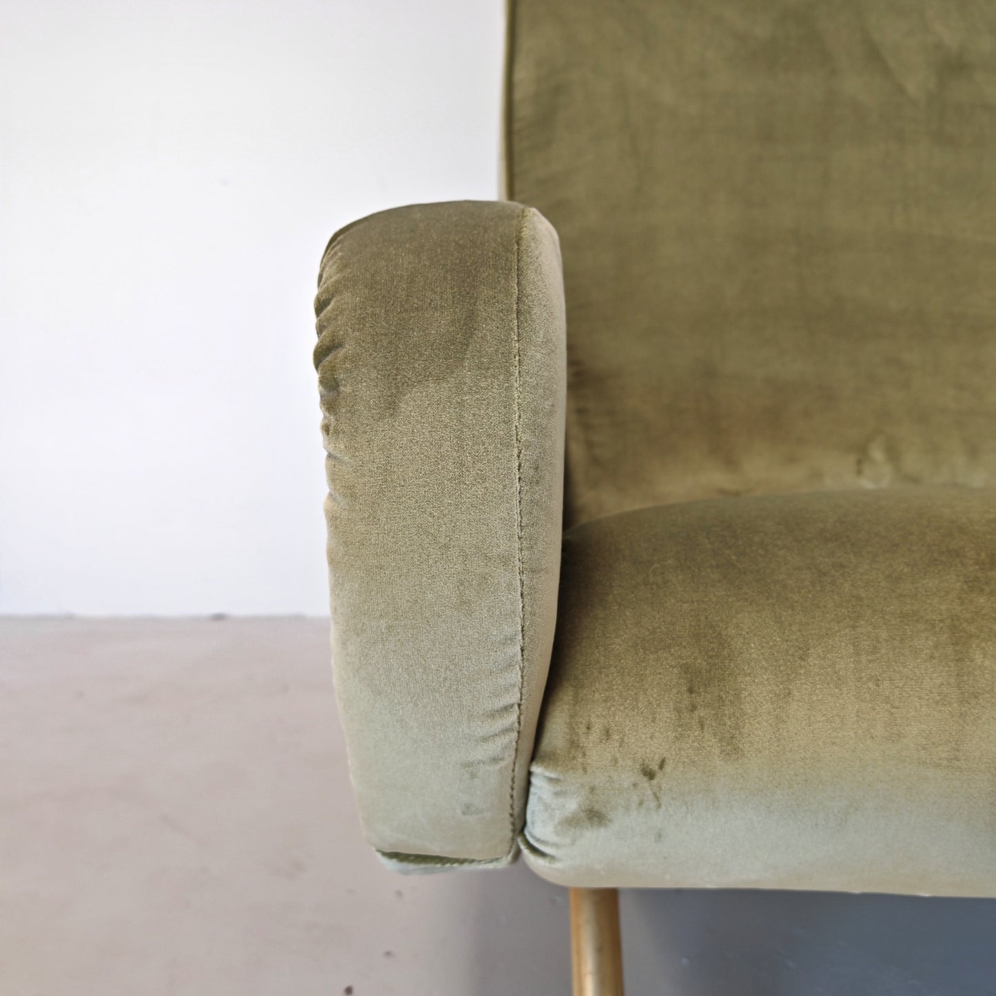 Poltrona in velluto verde mod. Lady, Marco Zanuso per Arflex 1950's