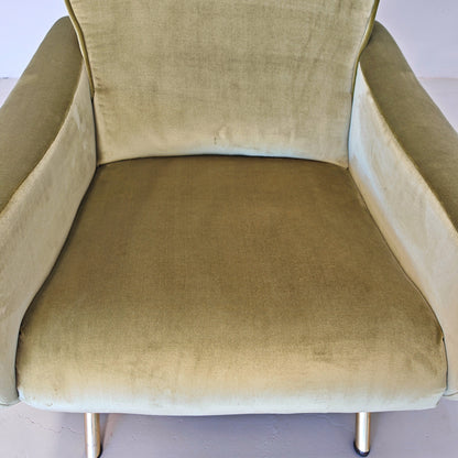 Poltrona in velluto verde mod. Lady, Marco Zanuso per Arflex 1950's