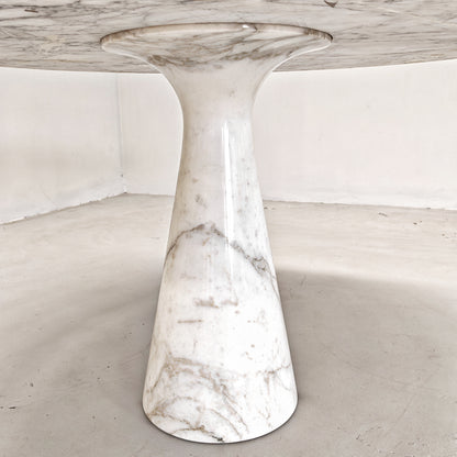 Tavolo Tondo Marmo Calacatta mod. M1, Angelo Mangiarotti per Tisettanta , 1969.