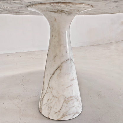 Tavolo Tondo Marmo Calacatta mod. M1, Angelo Mangiarotti per Tisettanta , 1969.