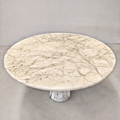 Tavolo Tondo Marmo Calacatta mod. M1, Angelo Mangiarotti per Tisettanta , 1969.