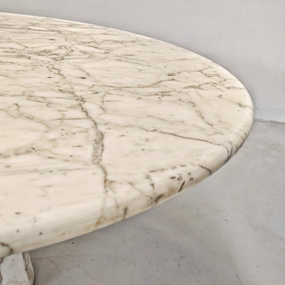 Tavolo Tondo Marmo Calacatta mod. M1, Angelo Mangiarotti per Tisettanta , 1969.