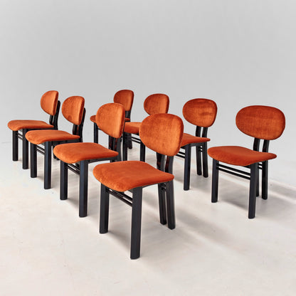 Ensemble de 8 chaises en velours mod. "MED" G. Stoppino et L. Acerbis pour Acerbis, années 1980