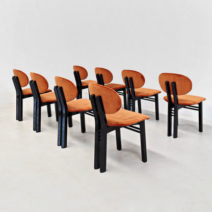 Ensemble de 8 chaises en velours mod. "MED" G. Stoppino et L. Acerbis pour Acerbis, années 1980