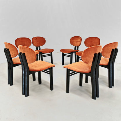 Ensemble de 8 chaises en velours mod. "MED" G. Stoppino et L. Acerbis pour Acerbis, années 1980