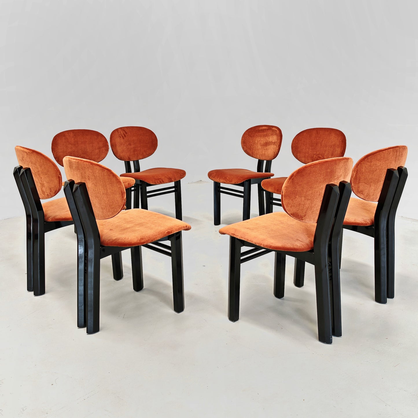 Set di 8 sedie in velluto mod. "MED" G. Stoppino e L. Acerbis per Acerbis 1980's
