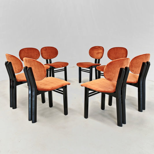 Set di 8 sedie in velluto mod. "MED" G. Stoppino e L. Acerbis per Acerbis 1980's