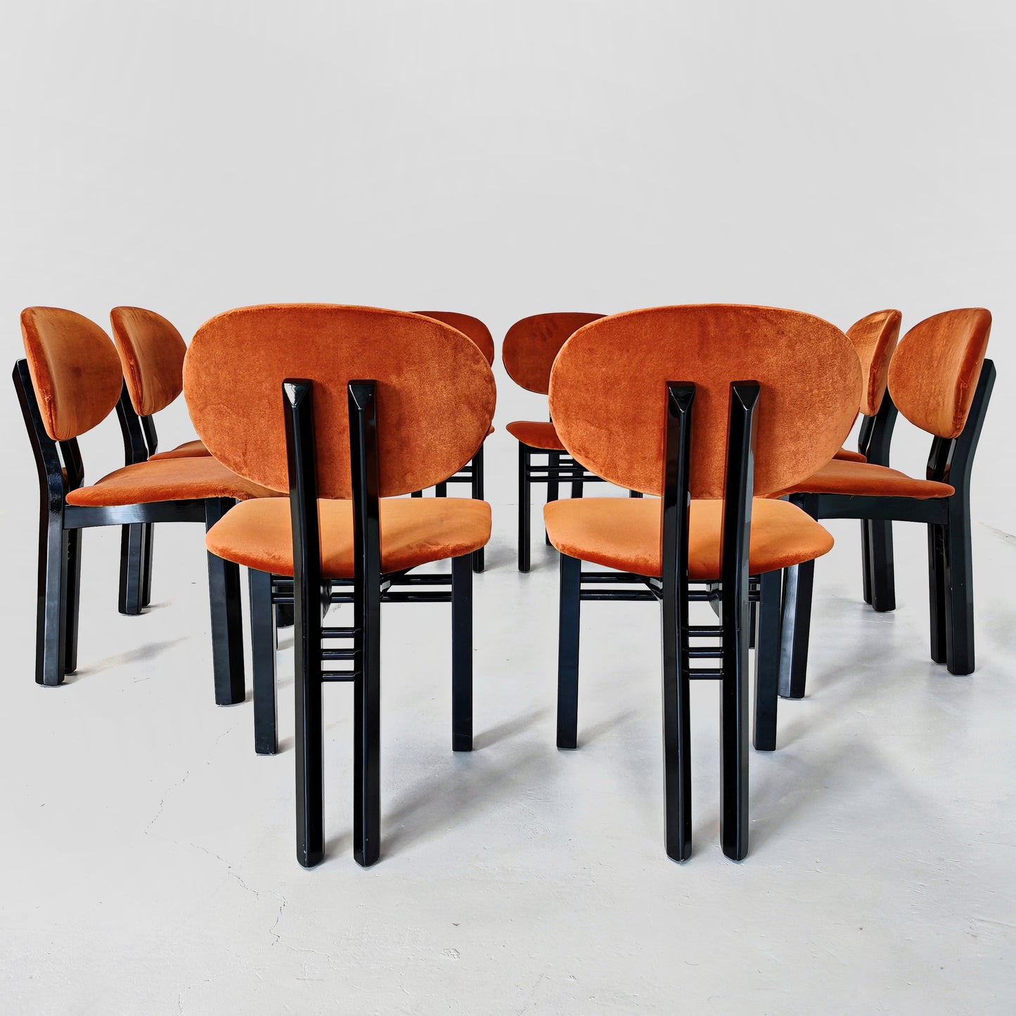 Set di 8 sedie in velluto mod. "MED" G. Stoppino e L. Acerbis per Acerbis 1980's