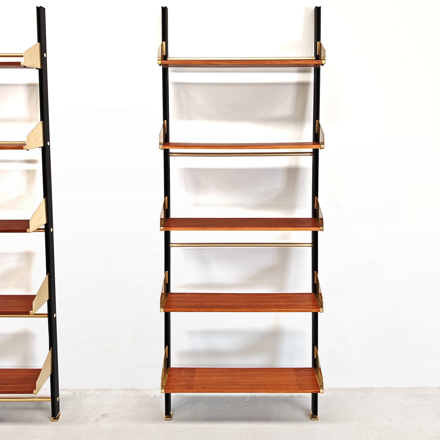 Libreria design vintage legno e ottone anni 60 produzione FEAL  - disponibili 2