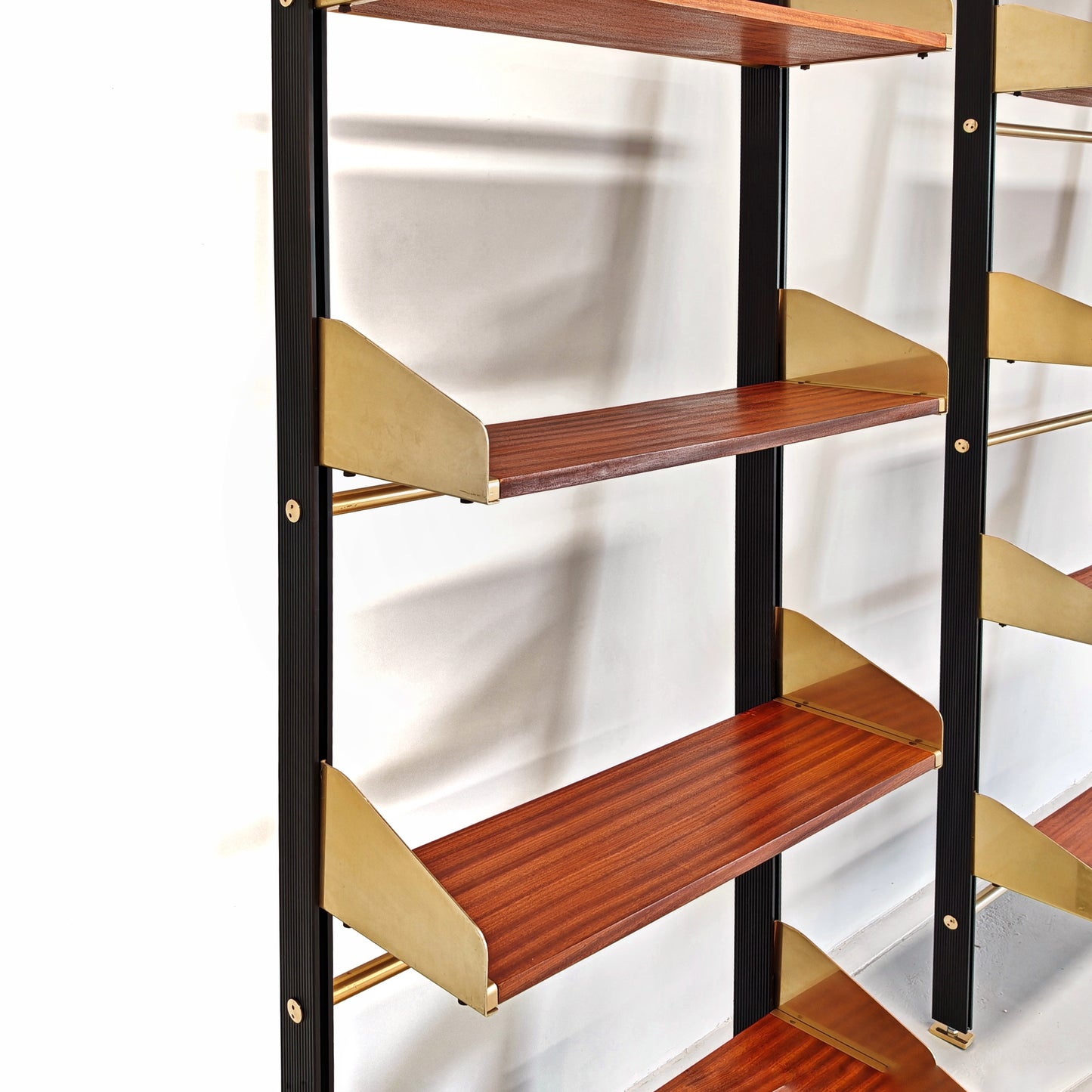 Libreria design vintage legno e ottone anni 60 produzione FEAL  - disponibili 2