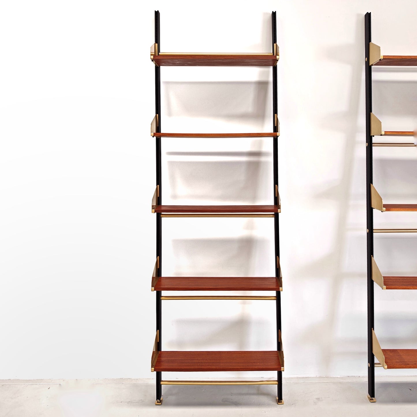 Libreria design vintage legno e ottone anni 60 produzione FEAL  - disponibili 2